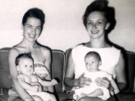 Greg and Amy with mothers, age 2 mos