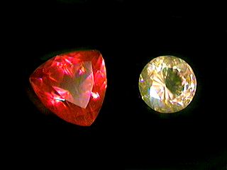 Faceted 'cherry' and yellow 
Fire Opal by theimage.com